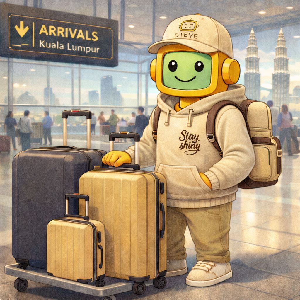 Steve the Robot arriving in Kuala Lumpur